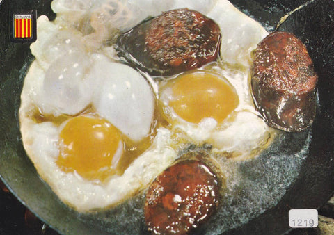 POSTAL B12329: COLECCIÓN PLATOS TIPICOS: Huevos fritos con longaniza