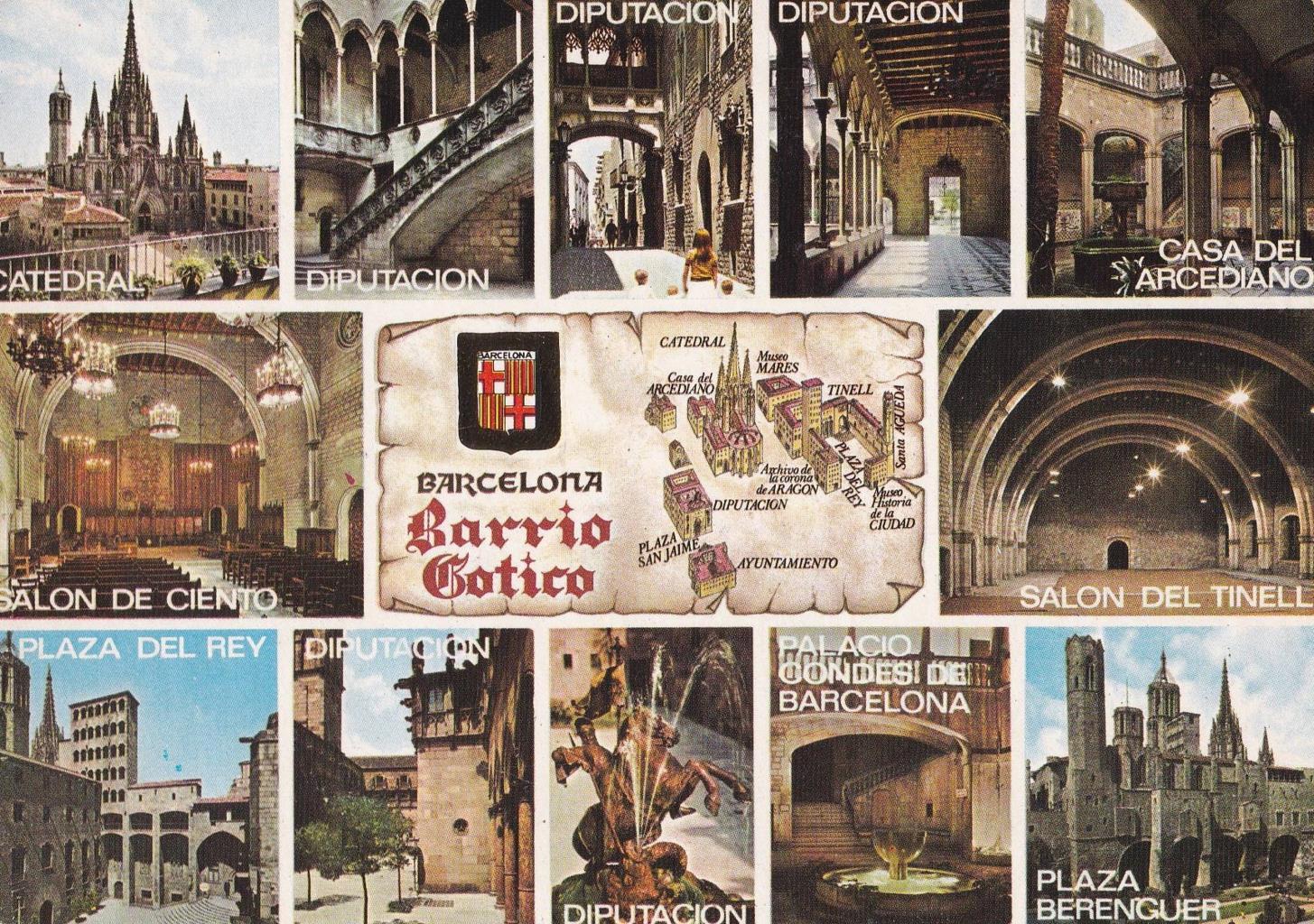 POSTAL B12263: BARCELONA: vistas varias del Barrio Gotio