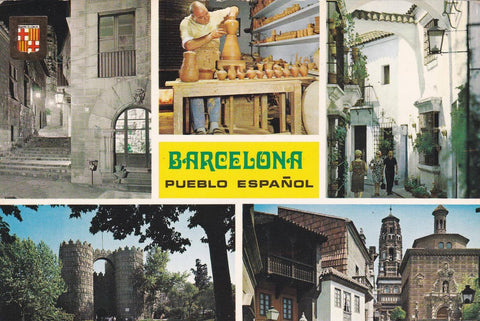 POSTAL B12259: BARCELONA: vistas varias del Pueblo Español 