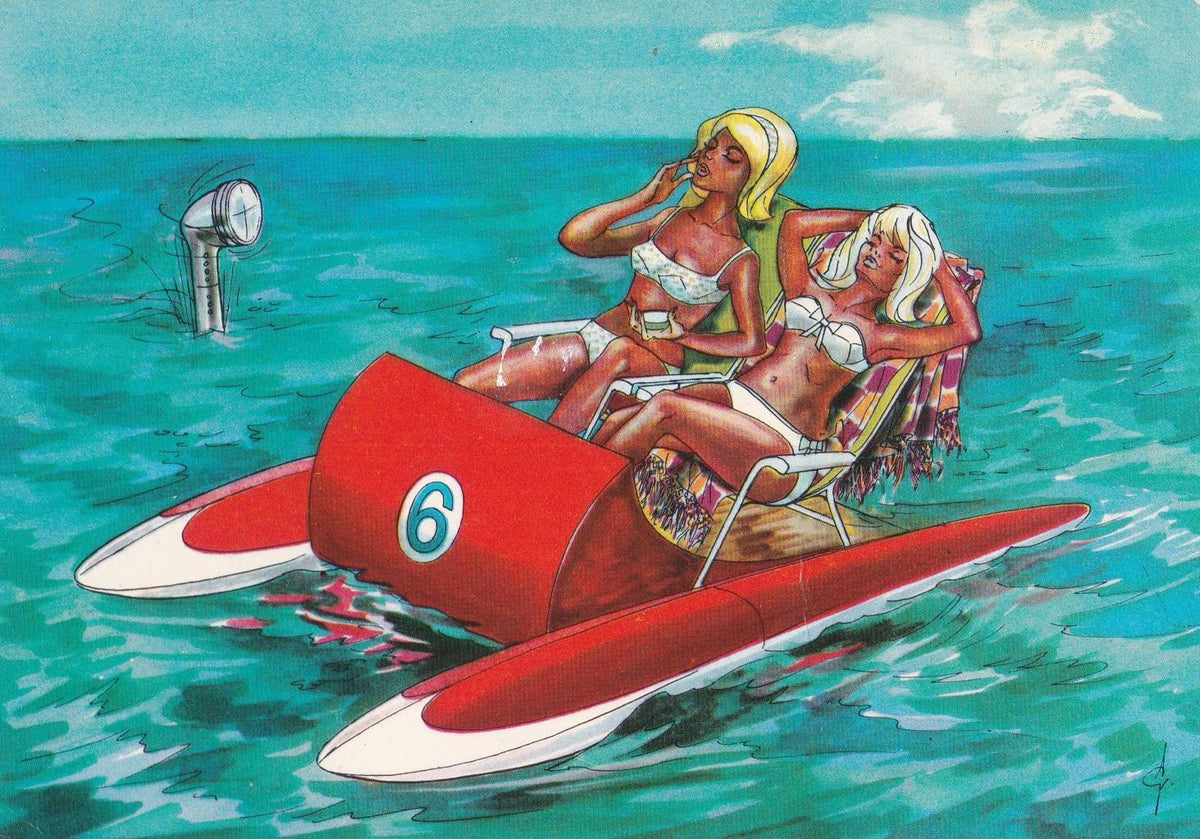 POSTAL B12432: ILUSTRACION MUJERES TOMANDO EL SOL