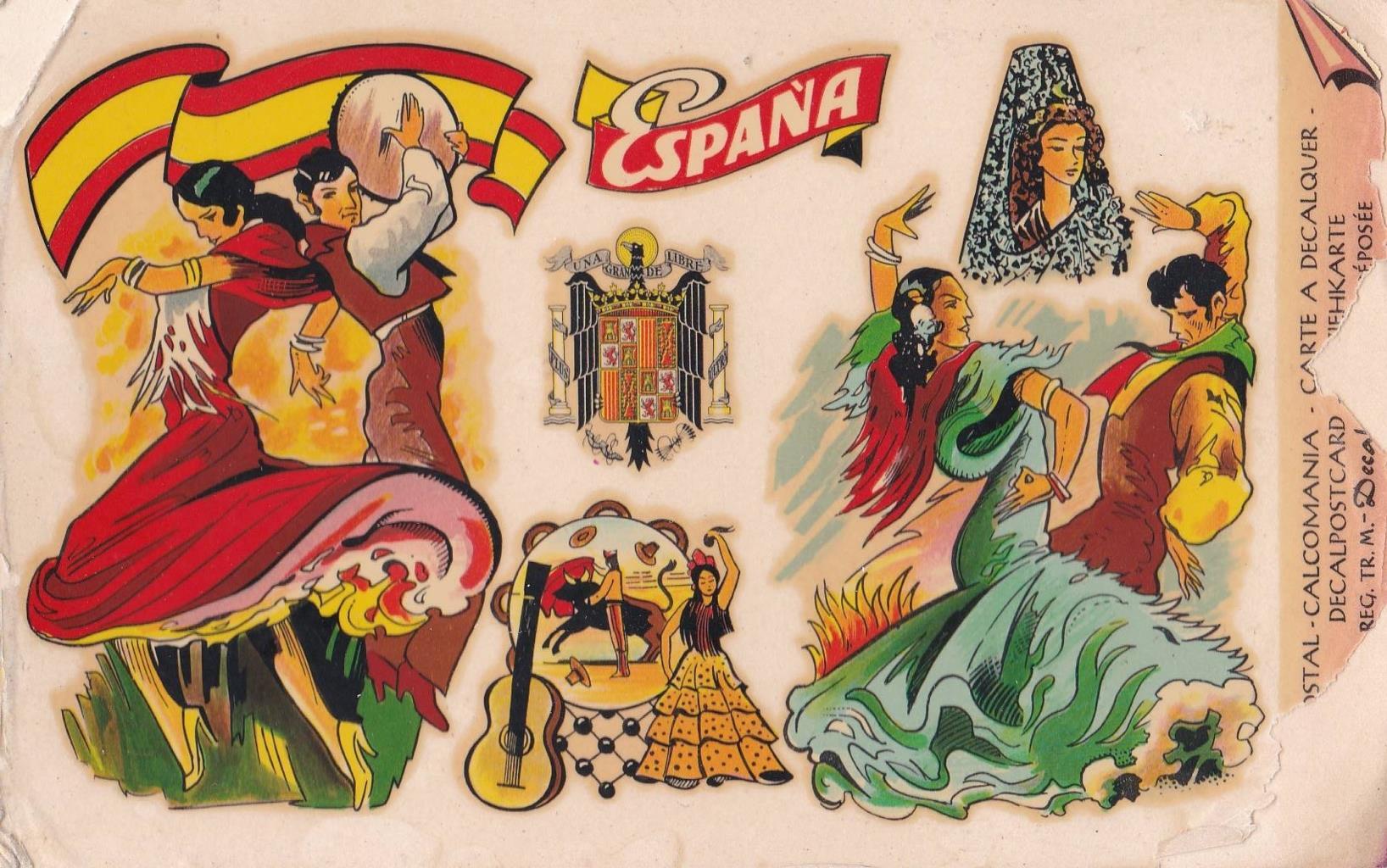 POSTAL B12428: Calcomania ILUSTRACION MOTIVOS DE ESPAÑA