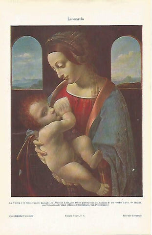 LAMINA ESPASA 33166: La Virgen y el Niño, por Leonardo da Vinci