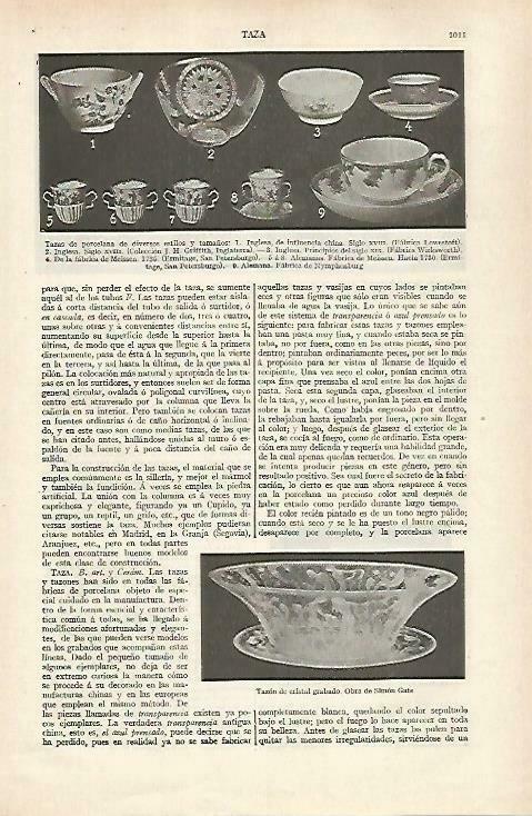 LAMINA ESPASA 33517: Tazas de porcelana