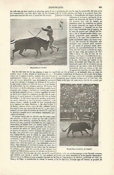 LAMINA ESPASA 33508: Tauromaquia: Banderillas al cuarteo y al quiebro, por Camara