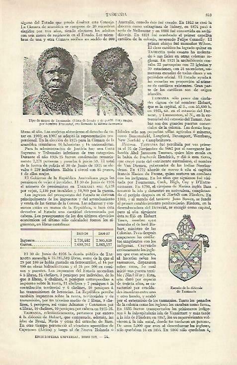 LAMINA ESPASA 33496: Mujer de Tasmania