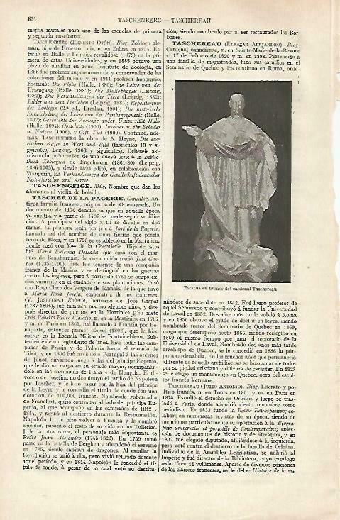 LAMINA ESPASA 33490: Estatua del cardenal Taschercau
