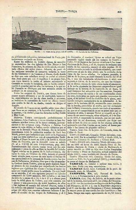 LAMINA ESPASA 33454: Playa e isla de las Palomas en Tarifa, Cadiz