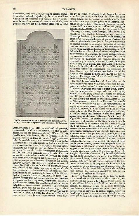 LAMINA ESPASA 33448: Lapida de la consagracion del cardenal Cisneros