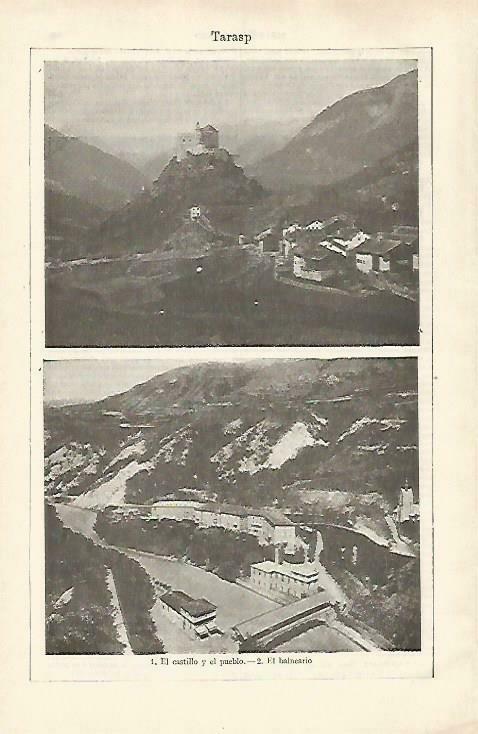 LAMINA ESPASA 33445: Castillo y pueblo de Tarasp, Suiza