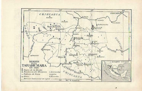 LAMINA ESPASA 33438: Mapa de la mision de Tarahumara