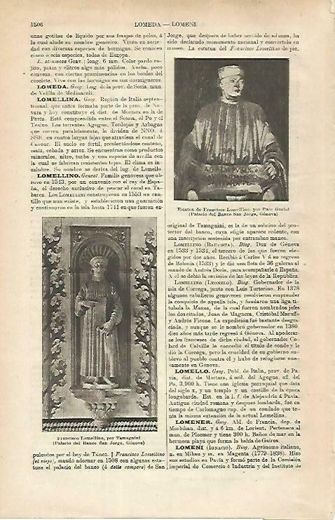 LAMINA ESPASA 33435: Estatua de F. Lomellino
