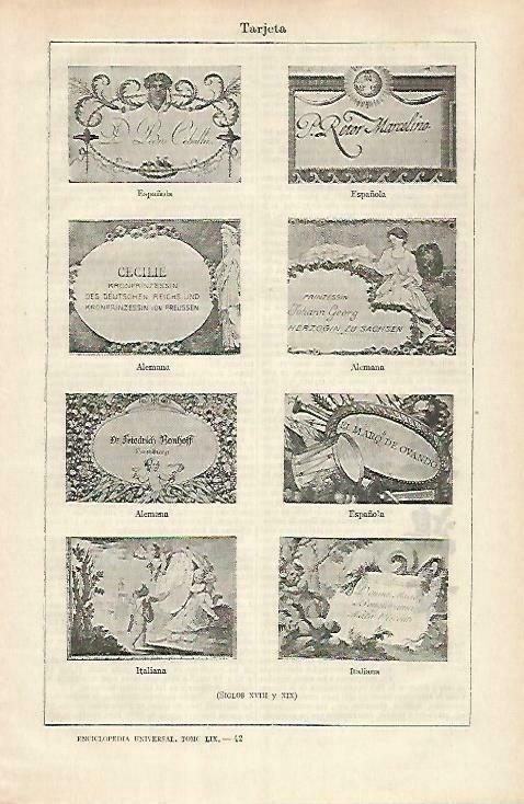 LAMINA ESPASA 33457: Tarjetas de los siglos XVIII y XIX