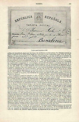 LAMINA ESPASA 33458: Tarjeta postal de España de 1871