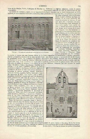 LAMINA ESPASA 33484: Palacio de los Marqueses de la Floresta en Tarrega, Lleida