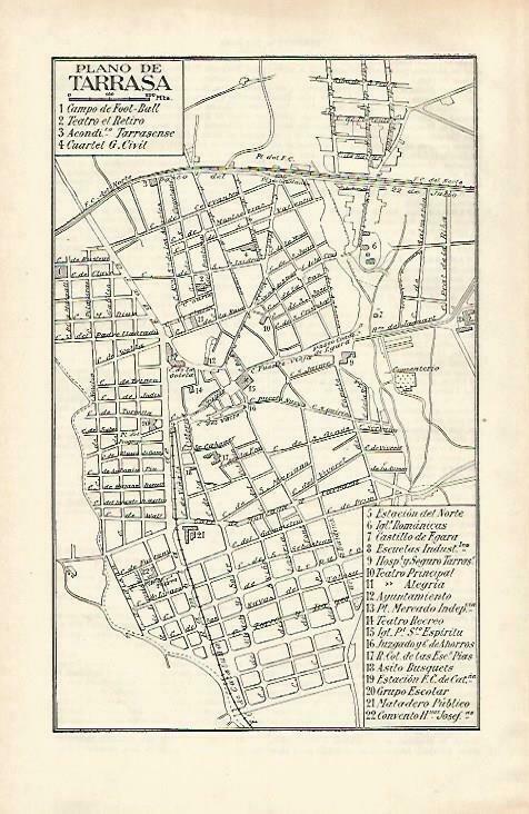 LAMINA ESPASA 33478: Plano de Terrassa, Barcelona