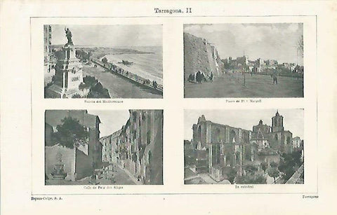 LAMINA ESPASA 33475: Balcon del Mediterraneo, Paseo de Pi i Margall, Calle Puig de Sitges y Catedral de Tarragona