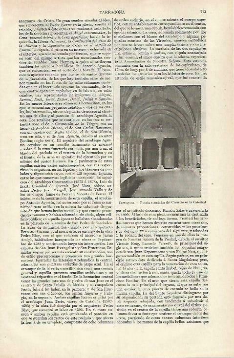 LAMINA ESPASA 33473: Puerta romanica de la Catedral de Tarragona