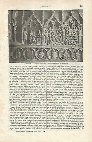 LAMINA ESPASA 33471: Detalle del altar de la Capilla de los Sastres en Tarragona