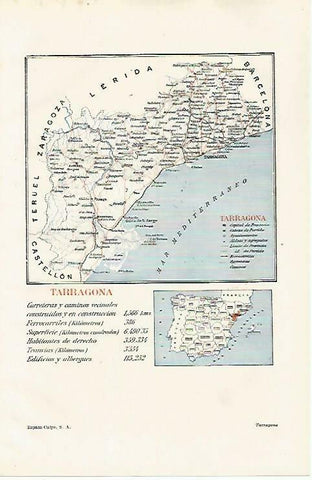 LAMINA ESPASA 33463: Mapa de la provincia de Tarragona