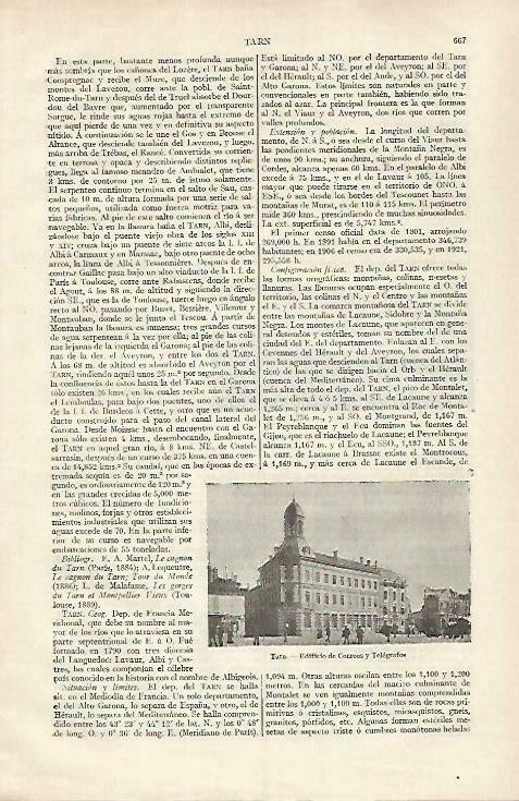 LAMINA ESPASA 33460: Edificio de Correos en Tarn, Francia