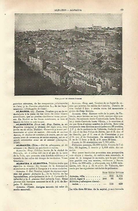 LAMINA ESPASA 33625: Vista del Albaicin de Granada