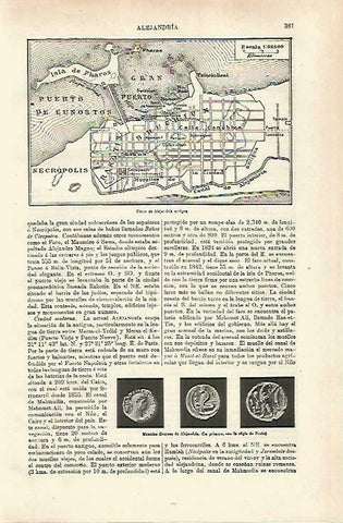 LAMINA ESPASA 33673: Plano de Alejandria antigua, Egipto