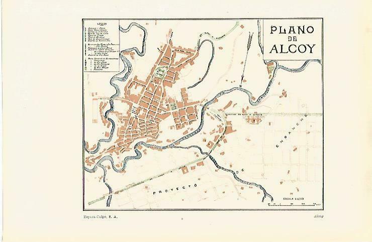 LAMINA ESPASA 33665: Plano de Alcoy, Alicante