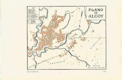 LAMINA ESPASA 33665: Plano de Alcoy, Alicante