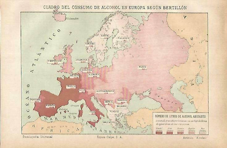 LAMINA ESPASA 33663: Mapa del consumo de alcohol