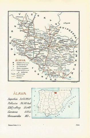 LAMINA ESPASA 33621: Mapa de la provincia de Alava