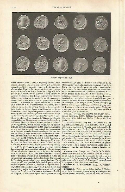 LAMINA ESPASA 33581: Monedas de plata de Tebas, Egipto
