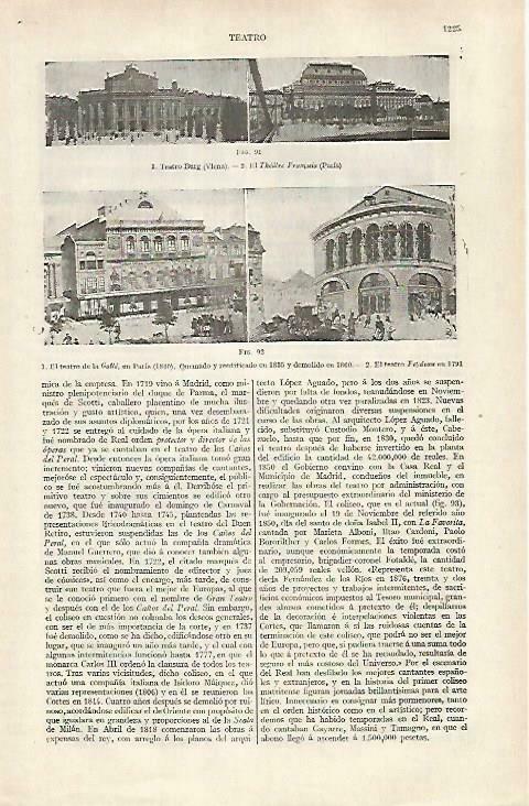 LAMINA ESPASA 33559: Teatro Burg de Viena, Theatre Français , Galle y Feydeau en Paris 