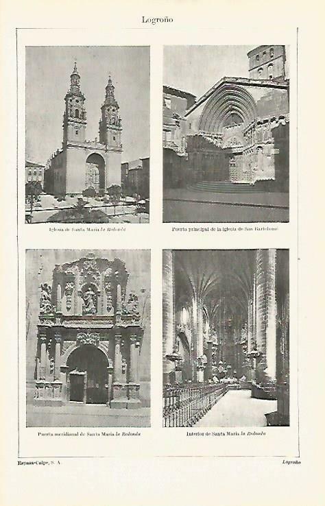 LAMINA ESPASA 33424: Iglesia Santa Maria la Redonda y San Bartolome de Logroño