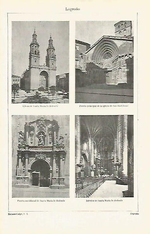 LAMINA ESPASA 33424: Iglesia Santa Maria la Redonda y San Bartolome de Logroño