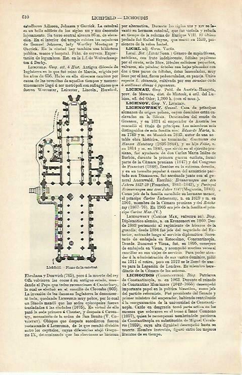 LAMINA ESPASA 33247: Planta de la Catedral de Lichfield, Inglaterra