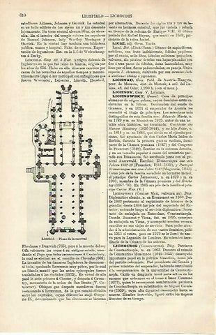 LAMINA ESPASA 33247: Planta de la Catedral de Lichfield, Inglaterra