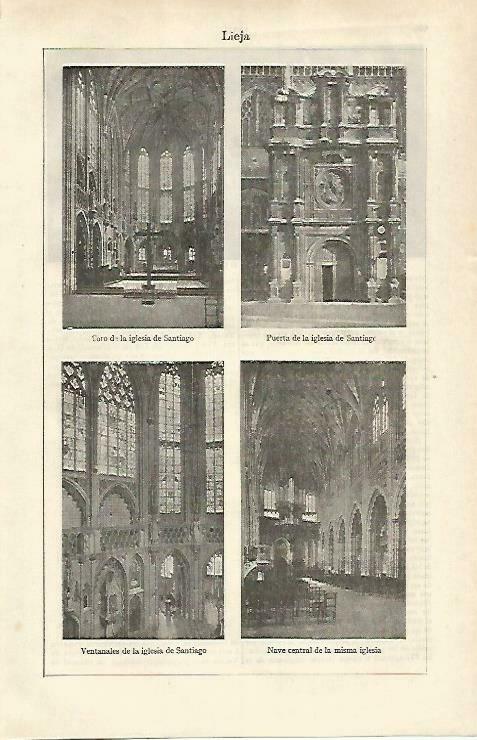 LAMINA ESPASA 33262: Interior de la Iglesia de Santiago de Lieja, Belgica