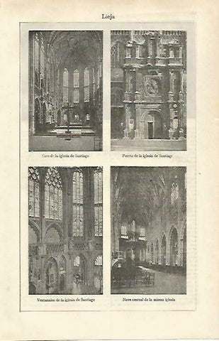 LAMINA ESPASA 33262: Interior de la Iglesia de Santiago de Lieja, Belgica