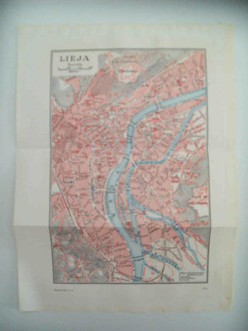 LAMINA ESPASA 33263: Plano de Lieja, Belgica