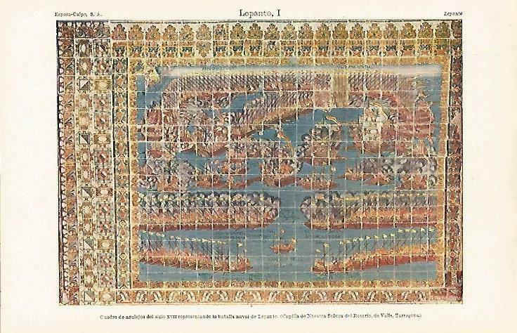 LAMINA ESPASA 33178: Azulejos del siglo XVII con la Batalla de Lepanto
