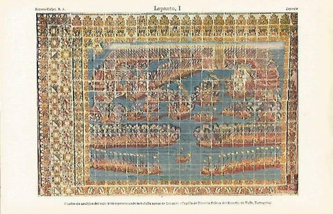 LAMINA ESPASA 33178: Azulejos del siglo XVII con la Batalla de Lepanto