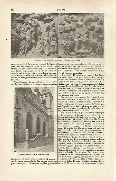 LAMINA ESPASA 33198: Fachada de la Catedral Nueva de Lerida