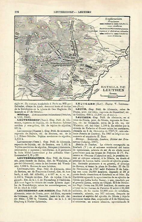 LAMINA ESPASA 33220: Mapa de la Batalla de Leuthen