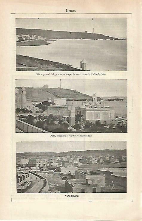 LAMINA ESPASA 33218: Talon de Italia, Faro y vista de Leuca, Italia