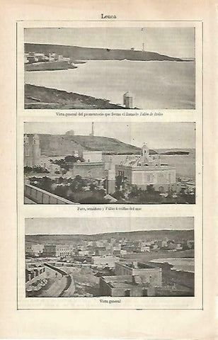 LAMINA ESPASA 33218: Talon de Italia, Faro y vista de Leuca, Italia