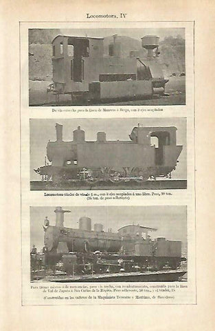LAMINA ESPASA 33389: Locomotoras de la Maquinista Terrestre y Maritima de Barcelona