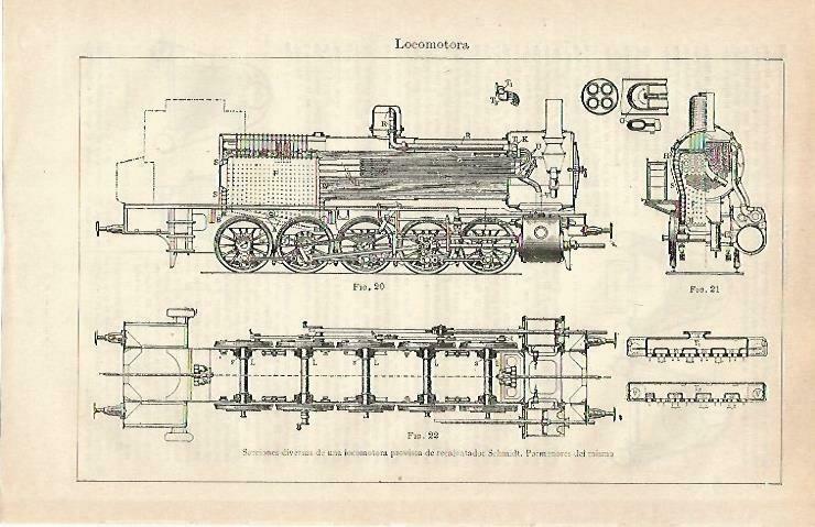 LAMINA ESPASA 33391: Secciones de locomotora con recalentador Schmidt