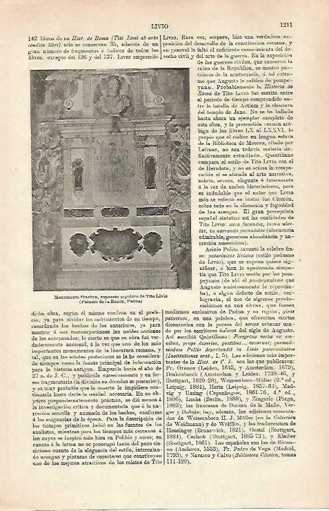 LAMINA ESPASA 33374: Supuesto sepulcro de Tito Livio en Padua