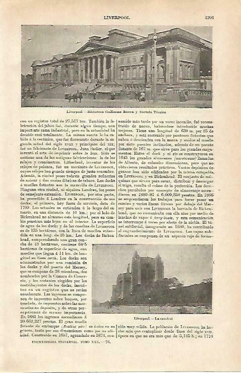 LAMINA ESPASA 33370: Biblioteca de Liverpool, Inglaterra