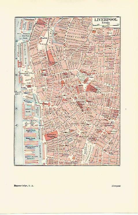 LAMINA ESPASA 33366: Plano de Liverpool, Inglaterra